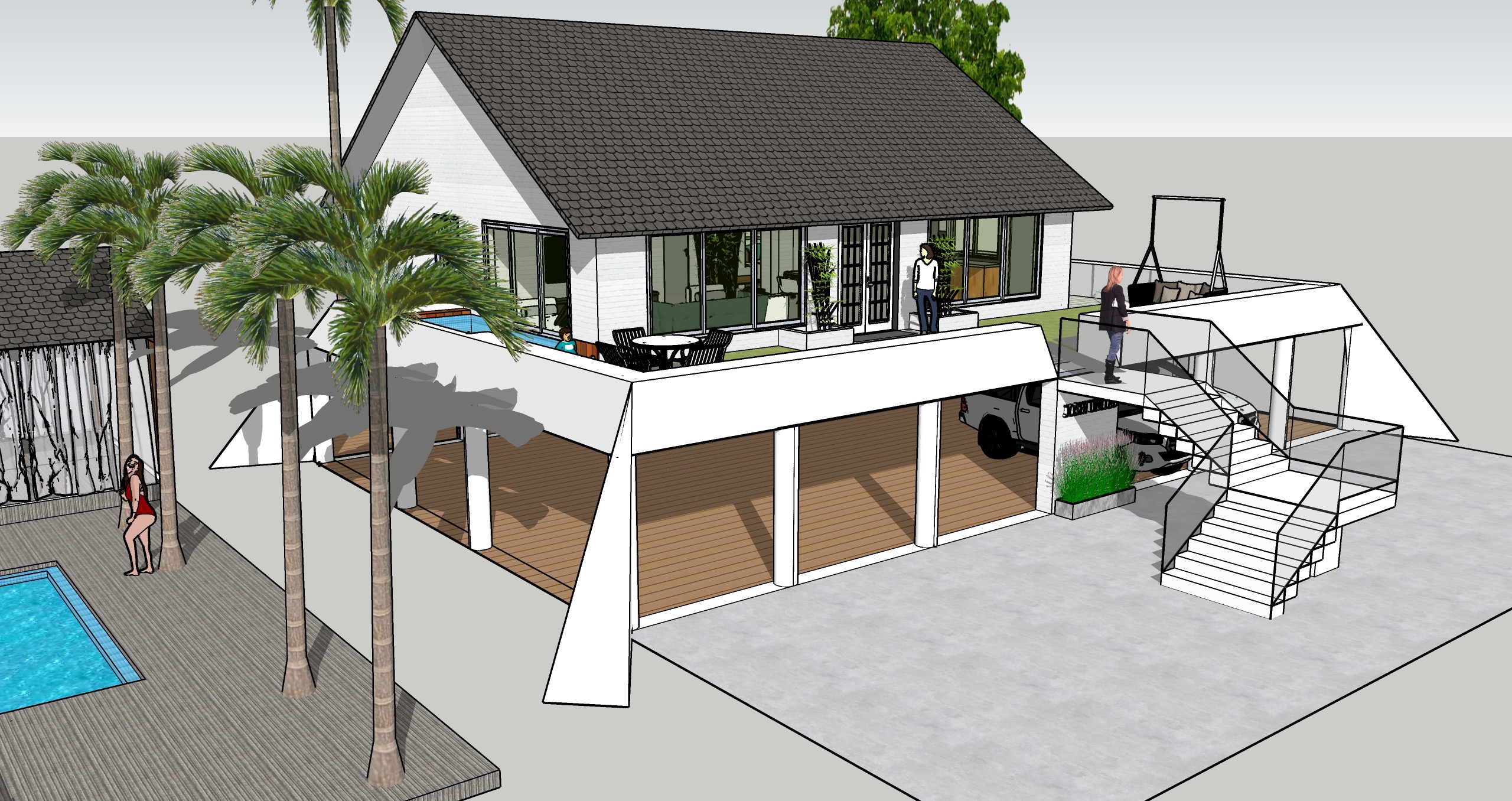 Stilt Twin Villa 3D View